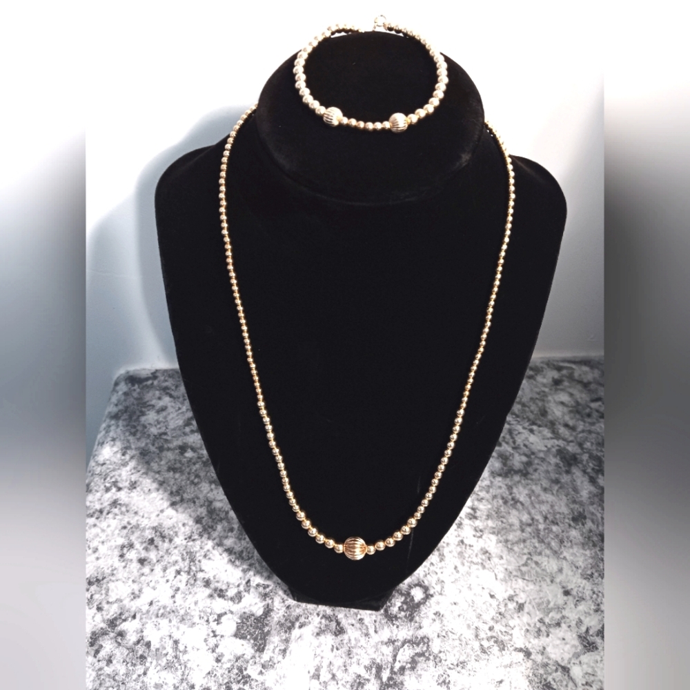 Handmade 14KT Gold Filled Necklace&Bracelet Set